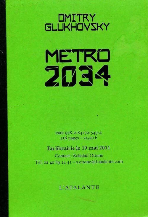Métro 2034 - Dmitry Glukhovsky -  Atalante GF - Livre