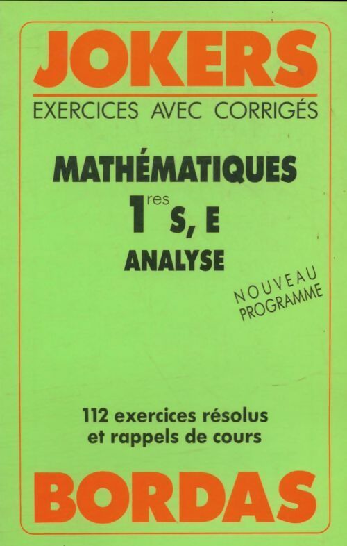 Mathématiques 1ères S, E analyse - Michel Szwarcbaum -  Jokers - Livre