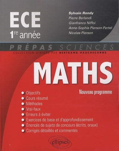 Maths ECE 1ère année - Sylvain Rondy -  Prépas scientifiques - Livre
