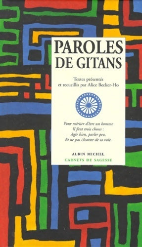 Paroles de gitans - Alice Becker-Ho -  Carnets de sagesse - Livre
