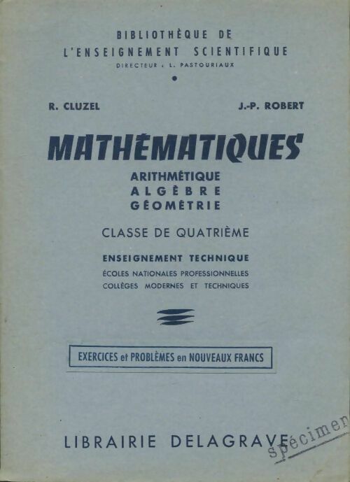 Mathématiques 4e - R. Cluzel -  Bibliothèque de l'enseignement scientifique - Livre