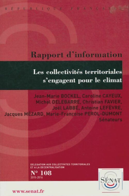 Les collectivités territoriales s'engagent pour le climat - Collectif -  Sénat - Livre