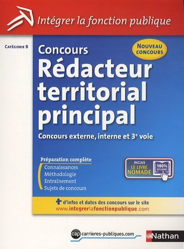 Concours rédacteur territorial principal - catégorie b - Pascal Tuccinardi -  Intégrer la fonction publique - Livre
