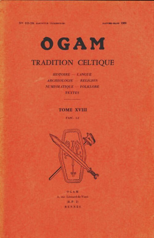 Ogam tradition celtique n°130-104 Tome XVIII fascicule 1-2 - Collectif -  Ogam poches divers - Livre