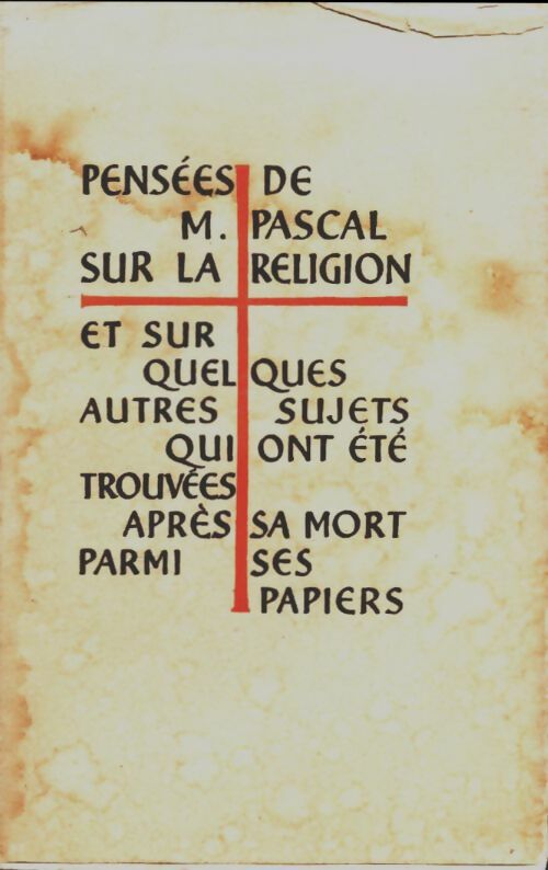 Pensées Tome II :  Sur la religions et quelques autres sujets - Blaise Pascal -  Bibliothèque de Cluny - Livre