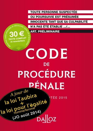 Code de procédure pénale 2015 - Coralie Ambroise-Castérot -  Codes - Livre