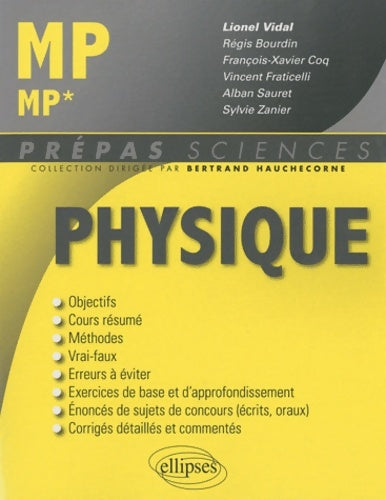 Physique mp-mp* - Lionel Vidal -  Prépas Sciences - Livre
