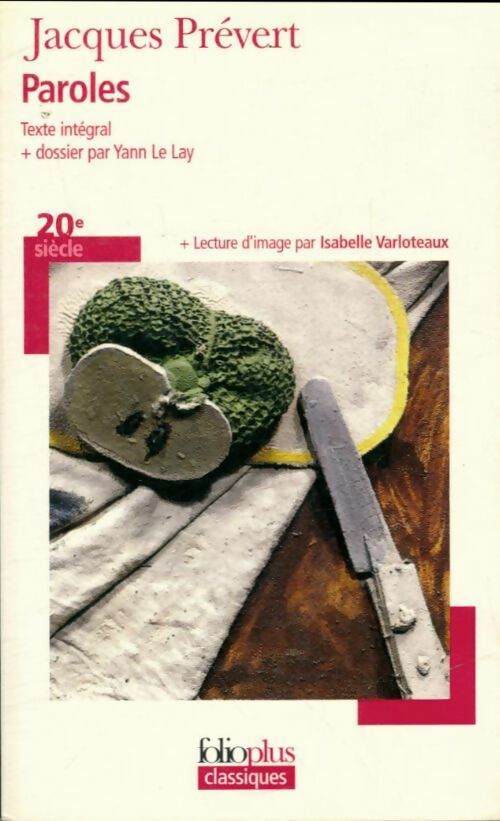 Paroles - Jacques Prévert -  Folio Plus Classiques - Livre