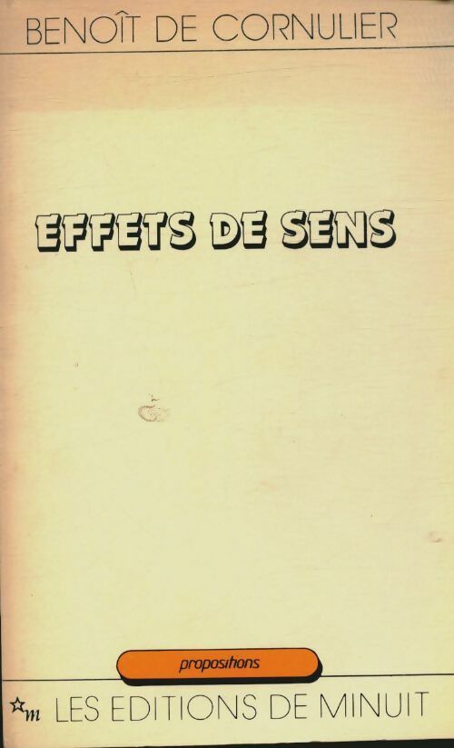 Effets de sens - Benoît De Cornulier -  Minuit GF - Livre