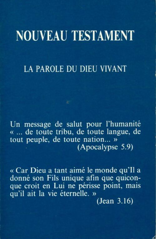 Nouveau testament : La parole du dieu vivant - Louis Segond -  Opération Jonas - Livre