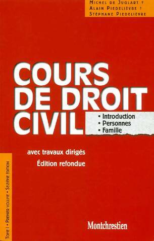 Cours de droit civil. Introduction. Personnes. Biens - 16ème édition - Piedelièvre A. De Juglart M. -  Lgdj - Livre