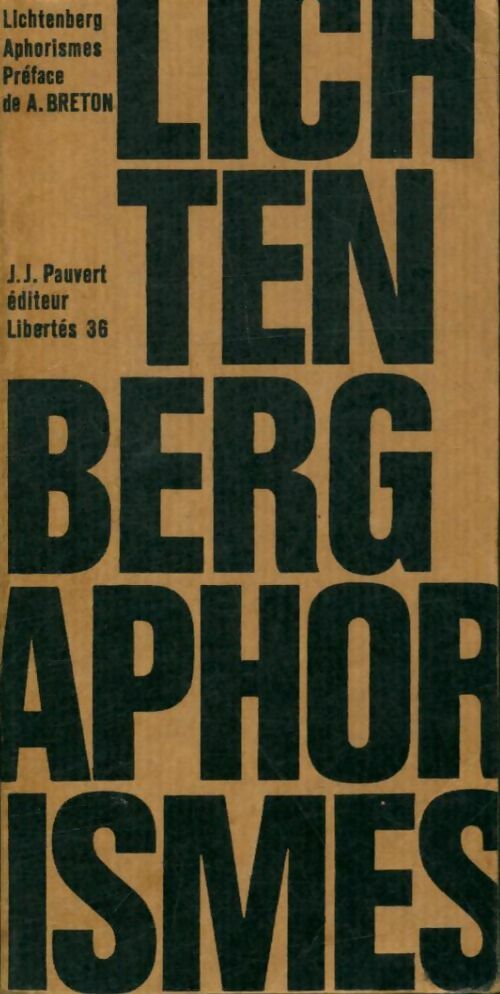 Lichtenberg : Aphorismes - Jean-François Revel -  Libertés - Livre