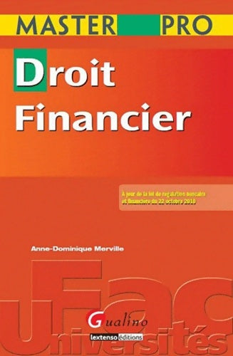 Droit financier - Anne-Dominique Merville -  Master pro - Livre