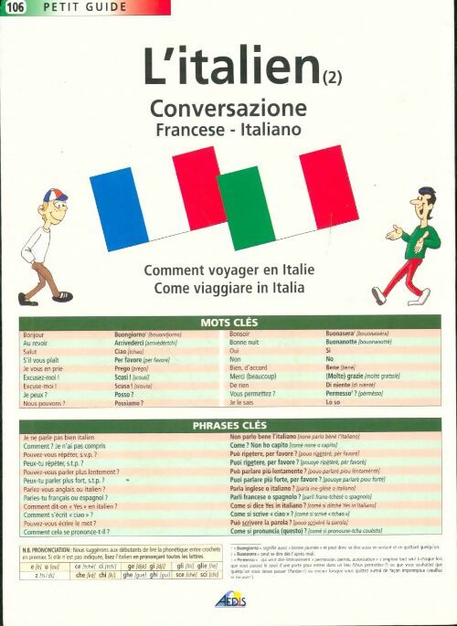 Pg106 - l'italien : Tome II conversazione - Catherine Leandri Ronchese -  Petit guide - Livre