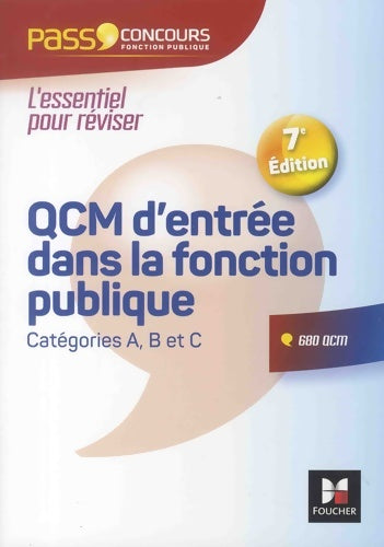 QCM d'entrée dans la fonction publique - François Chevalier -  Pass'Concours - Livre