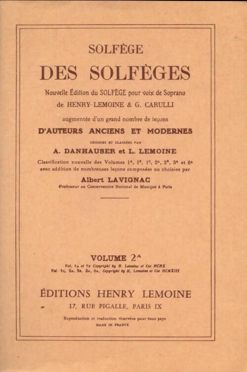 Solfège des solfèges volume 2A - Henry Lemoine -  Lemoine GF - Livre