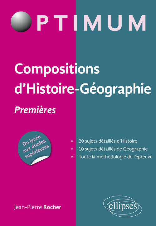 Compositions d'histoire géographie - premières - Jean-Pierre Rocher -  Optimum - Livre