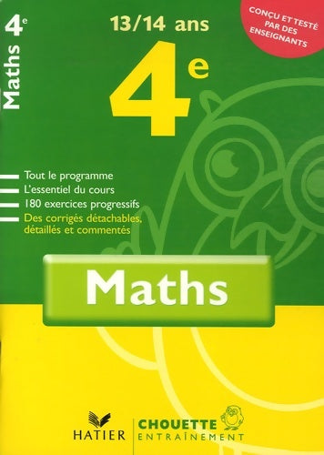 Chouette entraînement : Maths 4e - 13-14 ans - Gérard Bonnefond -  Chouette Entraînement - Livre