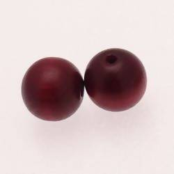 Perles en Bois rondes Ø15mm couleur Rouge foncé - lie de vin (x 2)