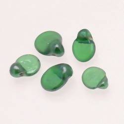 Perles en verre ronde plate Ø10mm couleur vert foncé brillant (x 5)