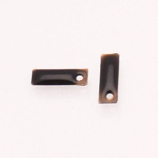 Pastille en métal rectangle 14x5mm couvert d'une résine couleur noir (x 2)