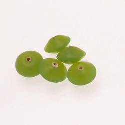 Perles en verre forme soucoupes Ø10-12mm couleur vert prairie opaque (x 5)