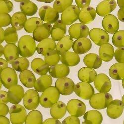 Perles en verre forme de petite goutte Ø5mm couleur vert olive transparent (x 10)