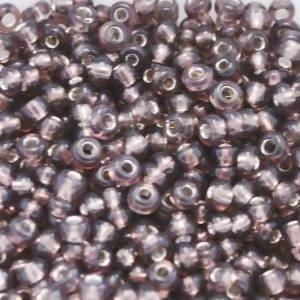 Perles de Rocaille 3mm couleur mauve transparent trou argenté (x 20g)