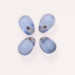 Perles en verre forme de grosses gouttes couleur bleu pâle transparent (x 4)