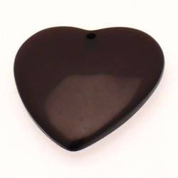 Perle résine forme coeur 40x40mm couleur noir opaque (x 1)