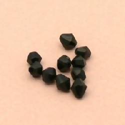 Perles en verre forme petite toupie Ø4mm couleur noir opaque (x 10)