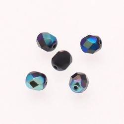 Perles en verre boule à facettes Ø5mm couleur noir effet huile (x 5)