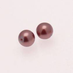 Perle en verre ronde nacrée Ø10mm couleur rose parme (x 2)