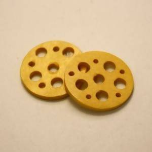 Disque perforé diamètre 25mm couleur jaune (x 2)