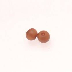 Perle ronde en résine Ø8mm couleur marron caramel brillant (x 2)