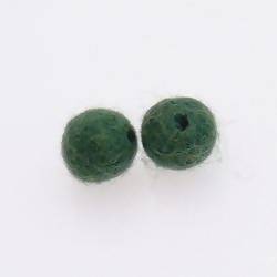 Perles en laine ronde Ø10mm couleur vert prairie (x 2)