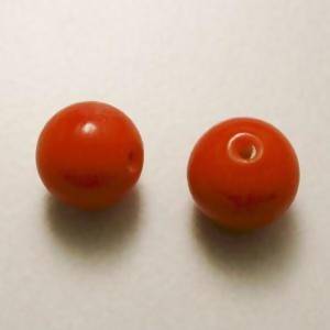 Perle en verre ronde Ø12mm couleur rouge opaque (x 2)