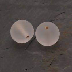 Perle en verre ronde Ø14mm couleur transparent givré (x 2)