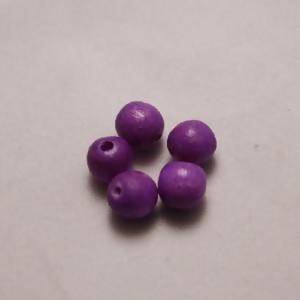 Perles en Bois rondes Ø6mm couleur violet (x 5)