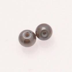Perle ronde en verre Ø8mm couleur gris brillant (x 2)