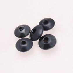 Perles en verre forme soucoupes Ø10-12mm couleur noir brillant (x 5)