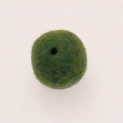 Perles en laine ronde Ø20mm couleur vert prairie (x 1)