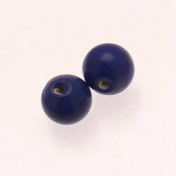 Perle en verre ronde Ø10mm couleur bleu royal (x 2)