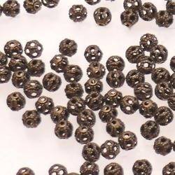 Perle en métal boule filigrane Ø4mm couleur vieil or (x 5)