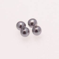 Perle en verre ronde nacrée Ø7mm couleur gris (x 4)
