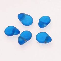 Perles en verre ronde plate Ø10mm couleur bleu océan givré (x 5)