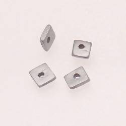Perles en bois léger forme carré plat 5x5mm couleur argent (x 4)