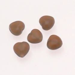 Perle en verre petit coeur 10mm couleur gris opaque (x 5)