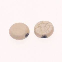 Perles plates rondes marbrées Ø12mm couleur blanc ( x 2)