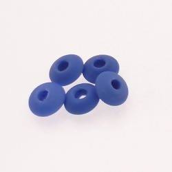 Perles en verre forme soucoupes Ø10-12mm couleur bleu jean givré (x 5)